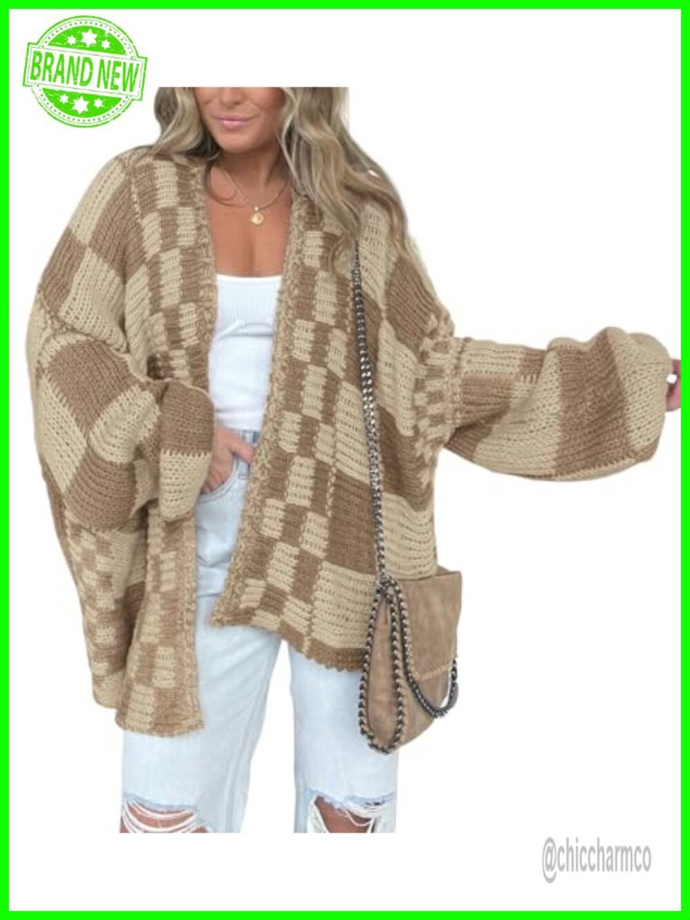 Casual Long Sleeve Open Front Cardigan Sweater V-Neck Ribbed Knit Loose Fit